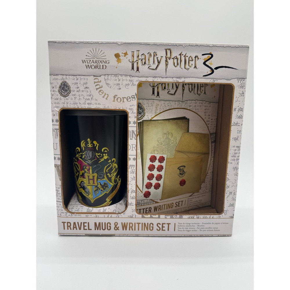 Harry Potter Travel Mug and Letter Writing Stationery Set with Wand Pen Paladone